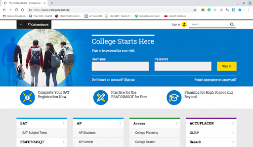 College Board website luyện thi SAT trực tuyến