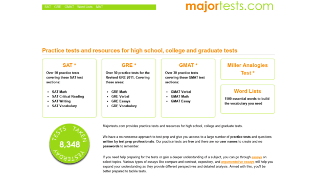 Major Tests - website luyện thi SAT online