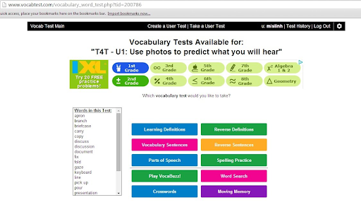 Vocab Test - website luyện thi SAT online