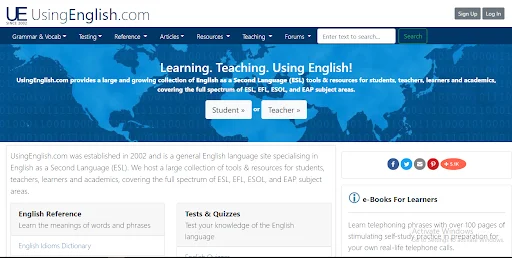 trang web luyện thi IELTS Using English