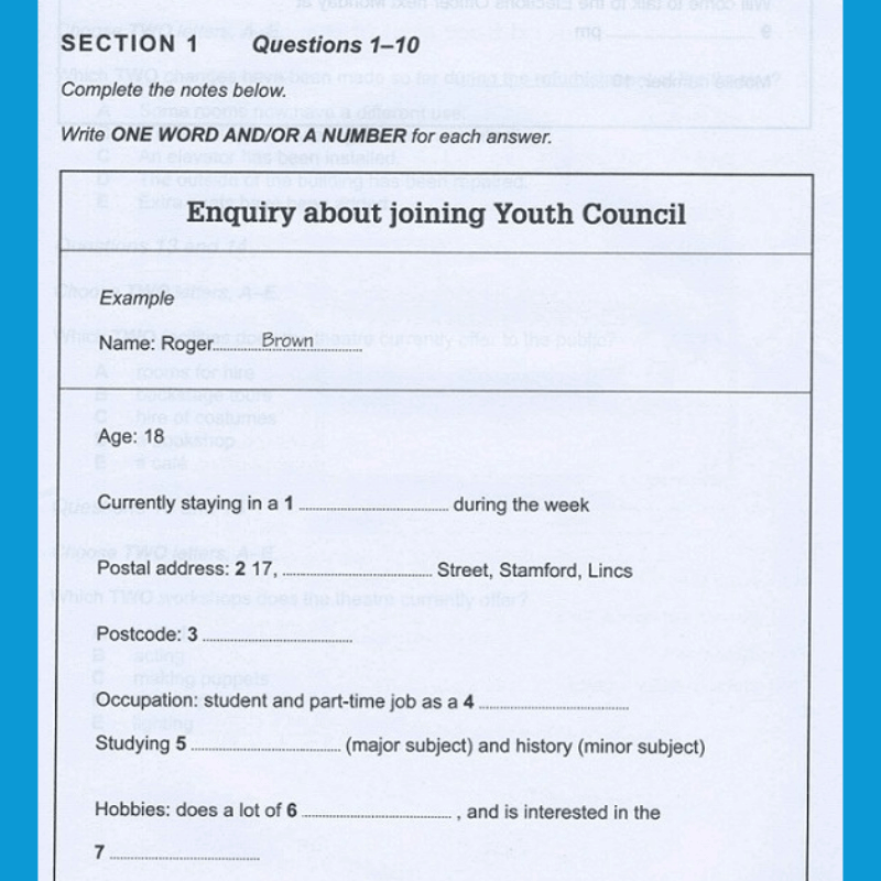 Mẫu IELTS Listening Form Completion dưới dạng đơn xin việc