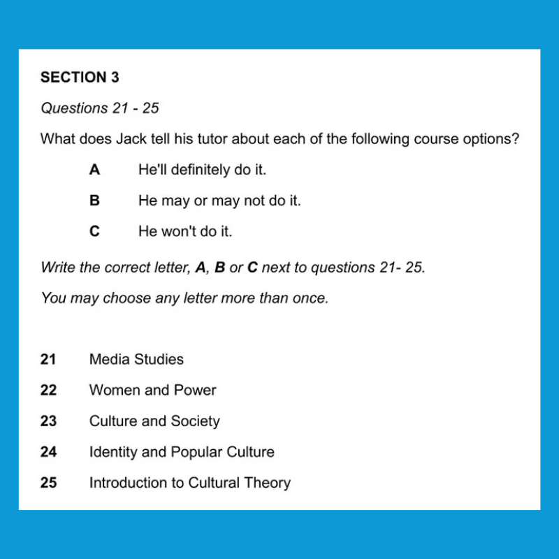 Dạng bài Pick from a List IELTS Listening