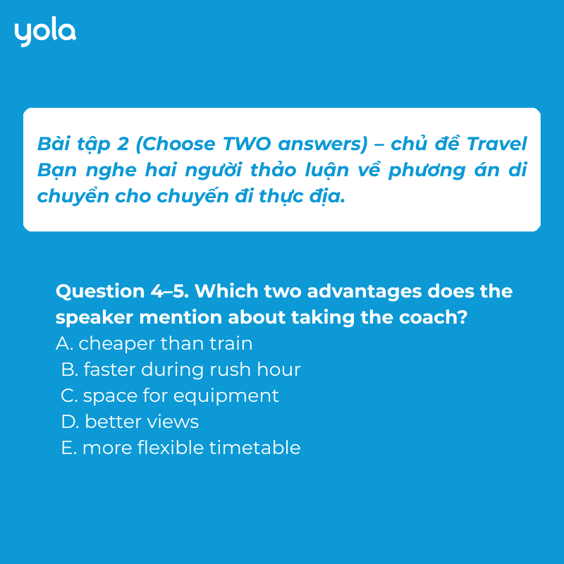 Luyện kỹ năng nghe IELTS với dạng câu hỏi Choose TWO answers – chủ đề du lịch thực địa