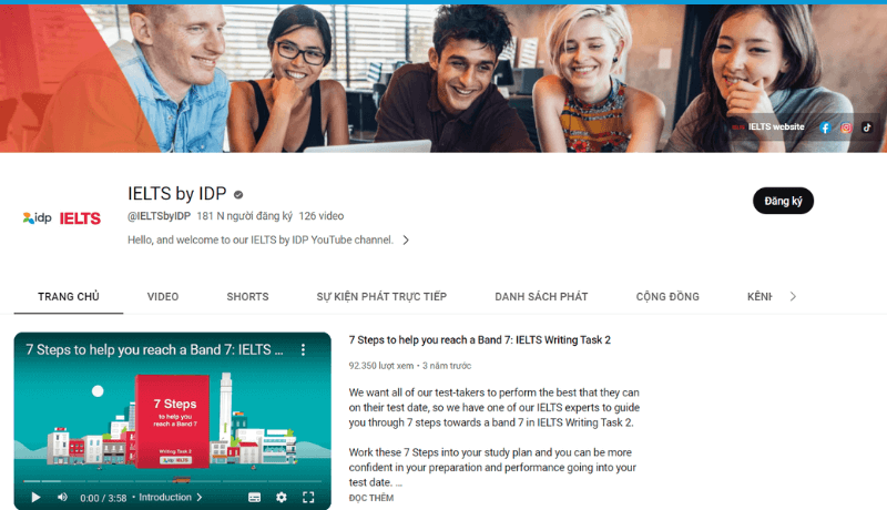 Trang web luyện thi Speaking IELTS - IDP